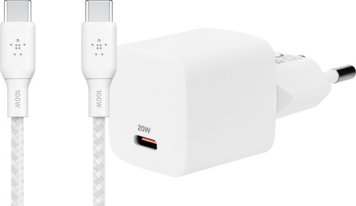 BlueBuilt Power Delivery Oplader 20W Belkin Usb C Kabel 3m Nylon Wit