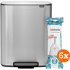 Brabantia Bo Pedal Bin 2 x 30 Litres Inox Fingerprint Proof + Sacs Poubelle (120 pièces)