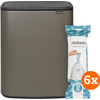 Brabantia Bo Touch Bin 2 x 30 Litres Platinum + Sacs Poubelle (120 pièces)