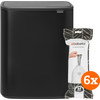 Brabantia Bo Touch Bin 60 Litres Noir Mat + Sacs Poubelle (2 x 60 pièces)