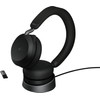 Jabra Evolve2 MS TEAMS 75 Casque de bureau Sans Fil USB-A Noir avec Support de Charge