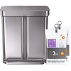 Simplehuman Rectangular Liner Pocket 24 + 34 Litres Inox + Sacs Poubelle (120 pièces)