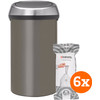 Brabantia Touch Bin 60L Platinum + Trash Bags (120 units)