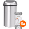 Brabantia Touch Bin 60L Matte Steel + Trash Bags (120 units)