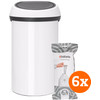 Brabantia Touch Bin 60 Litres White + Sacs Poubelle (120 pièces)