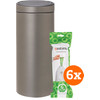 Brabantia Touch Bin 30 Litres Platinum + Sacs Poubelle (120 pièces)