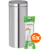 Brabantia Touch Bin 30 Litres Matt Steel Fingerprint Proof + Sacs Poubelle (120 pièces)