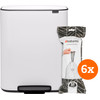 Brabantia Bo Poubelle à Pédale 60 Litres White + Sacs Poubelle (120 pièces)