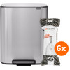 Brabantia Bo Poubelle à Pédale 60 Litres Inox Fingerprint Proof + Sacs Poubelle (120 pièces)