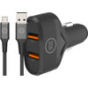 BlueBuilt Quick Charge Autolader 18W Zwart + Micro Usb Kabel 1,5m Nylon Zwart