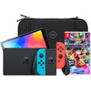 Nintendo Switch OLED Blauw/Rood + Mario Kart 8 Deluxe + BlueBuilt Beschermhoes