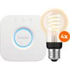 Philips Hue Filament White Ambiance Standaard 4-Pack + Bridge