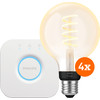 Philips Hue Filament White Ambiance Globe 4-pack + Bridge