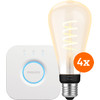 Philips Hue Filament White Ambiance Edison XL 4-Pack + Bridge