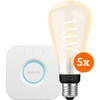 Philips Hue Filament White Ambiance Edison XL 5-Pack + Bridge