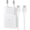 Samsung Chargeur Power Delivery 15 W Blanc + Câble USB-C Nylon Blanc 1,5 m