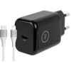 BlueBuilt Chargeur Power Delivery USB-C 30 W Noir + Câble Lightning Nylon 1,5 m Blanc