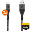 BlueBuilt Usb A naar Usb C Kabel 1,5m Kevlar Zwart Duo Pack