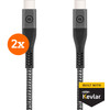 BlueBuilt USB-C to USB-C Cable 1.5m Kevlar Black Duo Pack