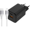 BlueBuilt Chargeur Rapide avec 2 Ports USB 38 W Noir + Câble Lightning 1,5 m