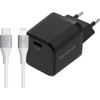 BlueBuilt Power Delivery Charger 30W Black + Lightning Cable 1.5m Nylon White