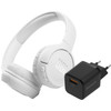 JBL Tune 510BT Blanc + BlueBuilt Chargeur Quick Charge avec Port USB-A 18 W Noir