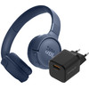 JBL Tune 520BT Bleu + BlueBuilt Chargeur Quick Charge avec Port USB-A 18 W Noir