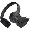 JBL Tune 520BT Noir + BlueBuilt Chargeur Quick Charge avec Port USB-A 18 W Noir