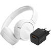 JBL Tune 670NC Blanc + BlueBuilt Chargeur Quick Charge avec Port USB-A 18 W Noir