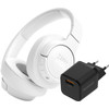 JBL Tune 720BT Blanc + BlueBuilt Chargeur Quick Charge avec Port USB-A 18 W Noir