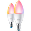 WiZ Ampoule Bougie - Lumière Blanche et Colorée - E14 - Lot de 2