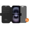 BlueBuilt Apple iPhone 17 Book Case Leer Zwart + Privacy Filter Screenprotector Duo Pack