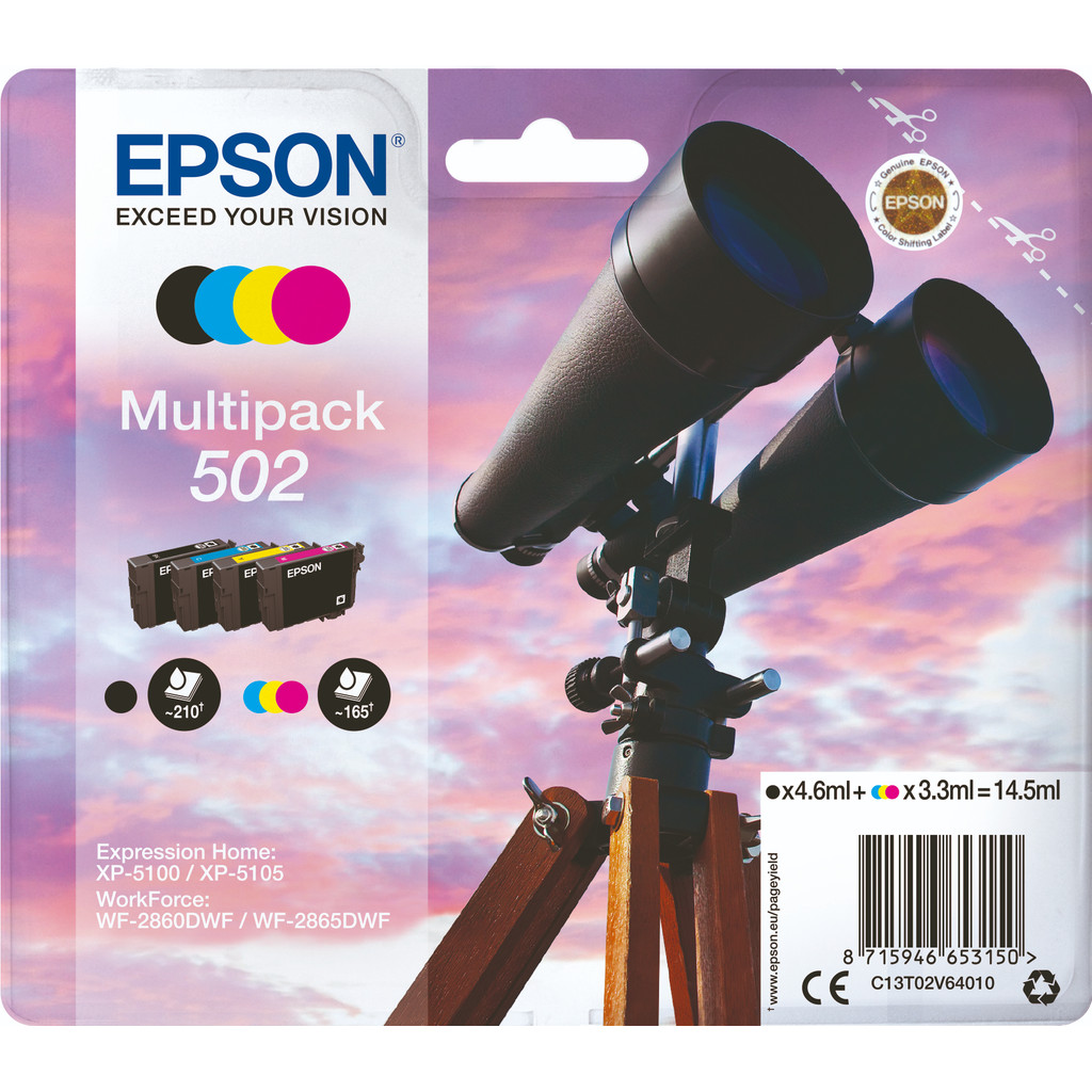 Epson 502 Lot de 4 couleurs (C13T02V64010)
