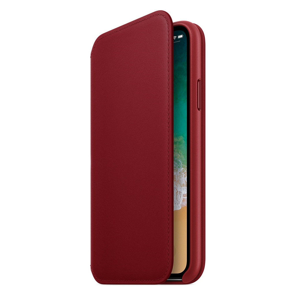 Apple iPhone X Étui Folio en cuir RED
