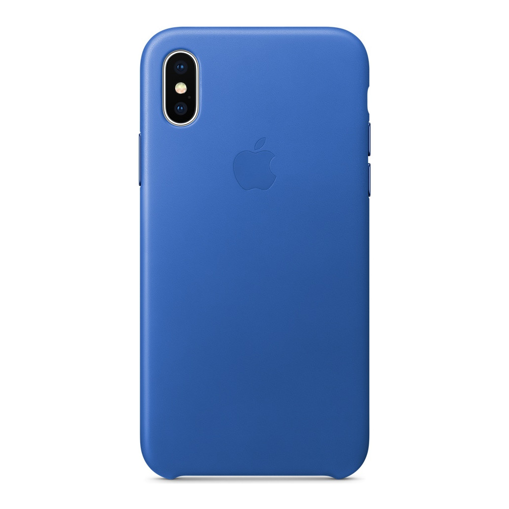 Apple iPhone X Coque Arrière Cuir Bleu Électrique