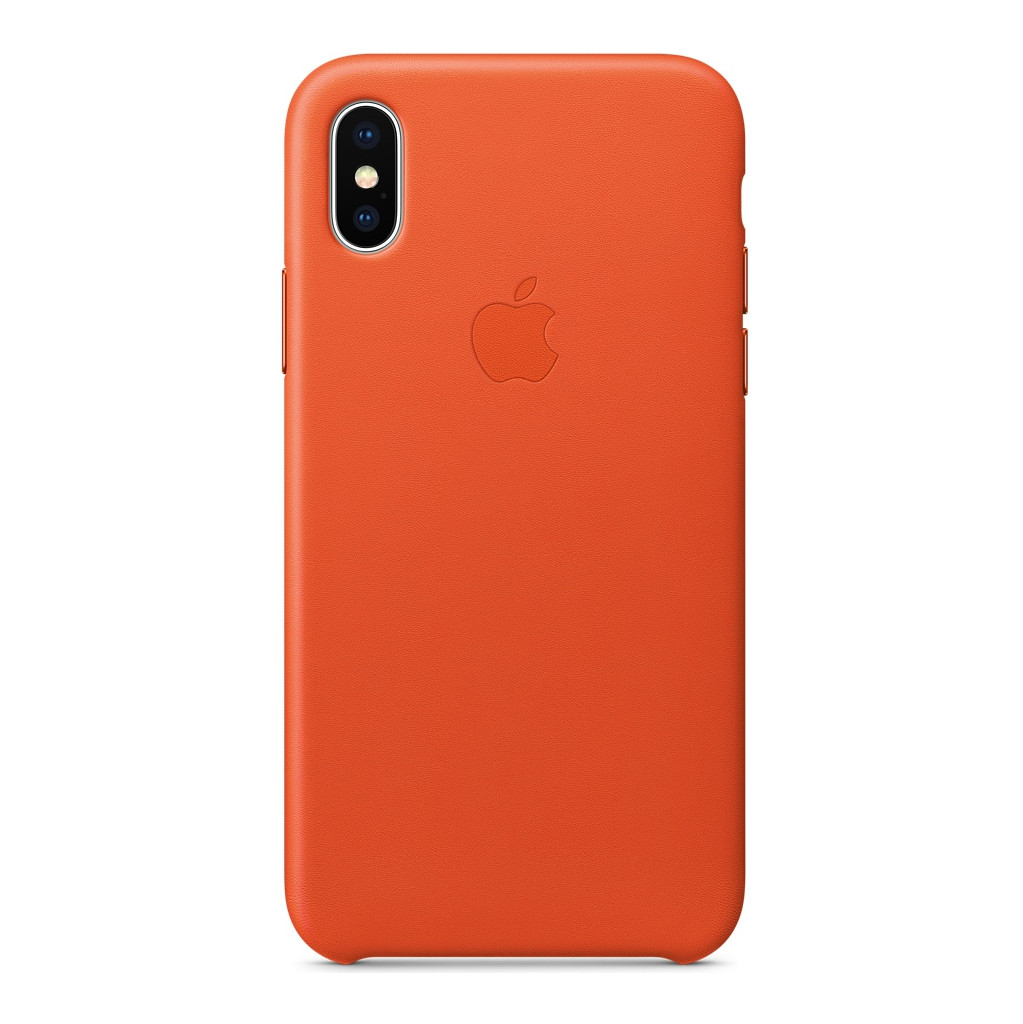 Apple iPhone X Coque Arrière Cuir Orange vif