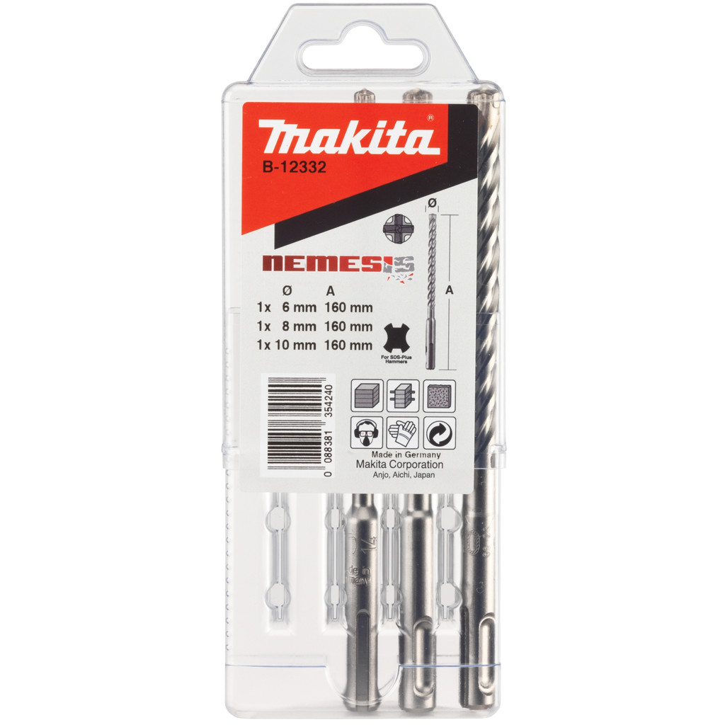 Makita Set de 3 forets P4S : SDS-plus de 6 à 10 mm