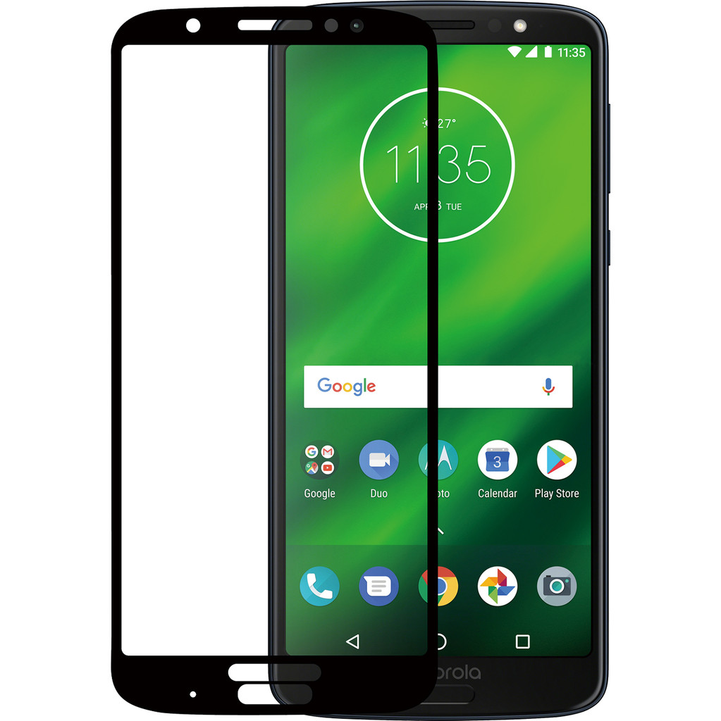 Azuri Verre trempé Motorola Moto G6 Plus Protège-écran Verre Noir