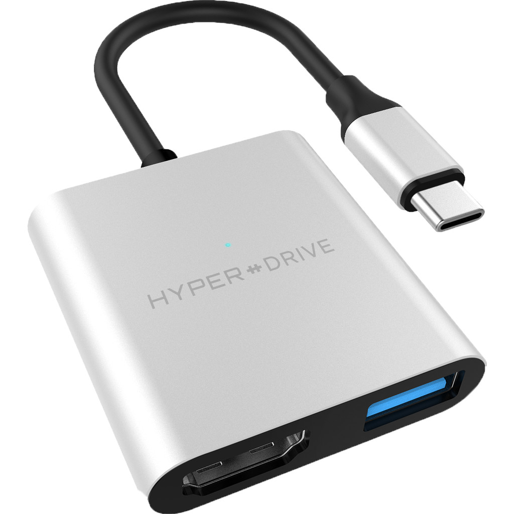 Convertisseur USB Type-C vers USB 3.0 et 4K HDMI Argent Hyper