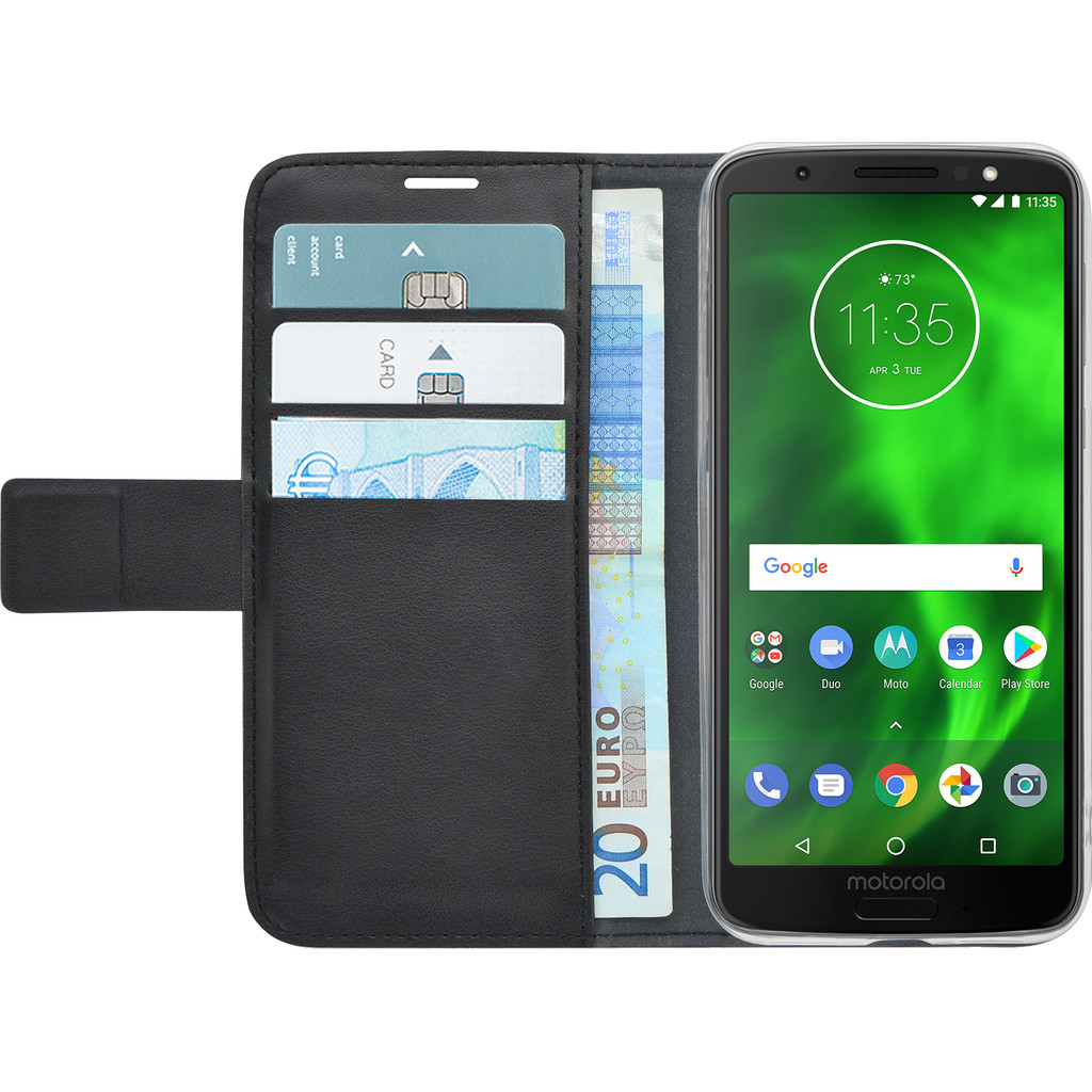 Azuri Coque à rabat Portefeuille Magnétique Motorola Moto G6 Noir
