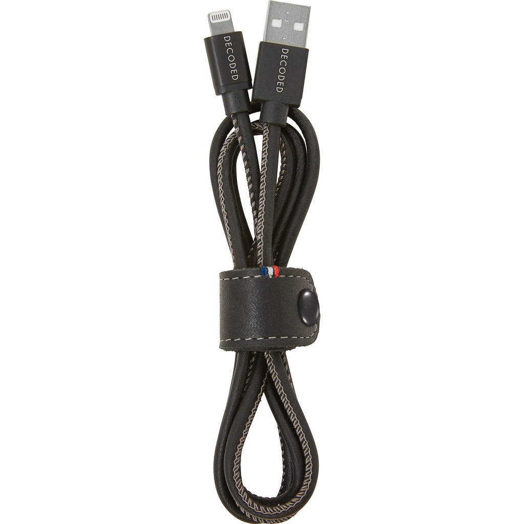 Decoded Câble Lightning USB 1,2 m en cuir Noir