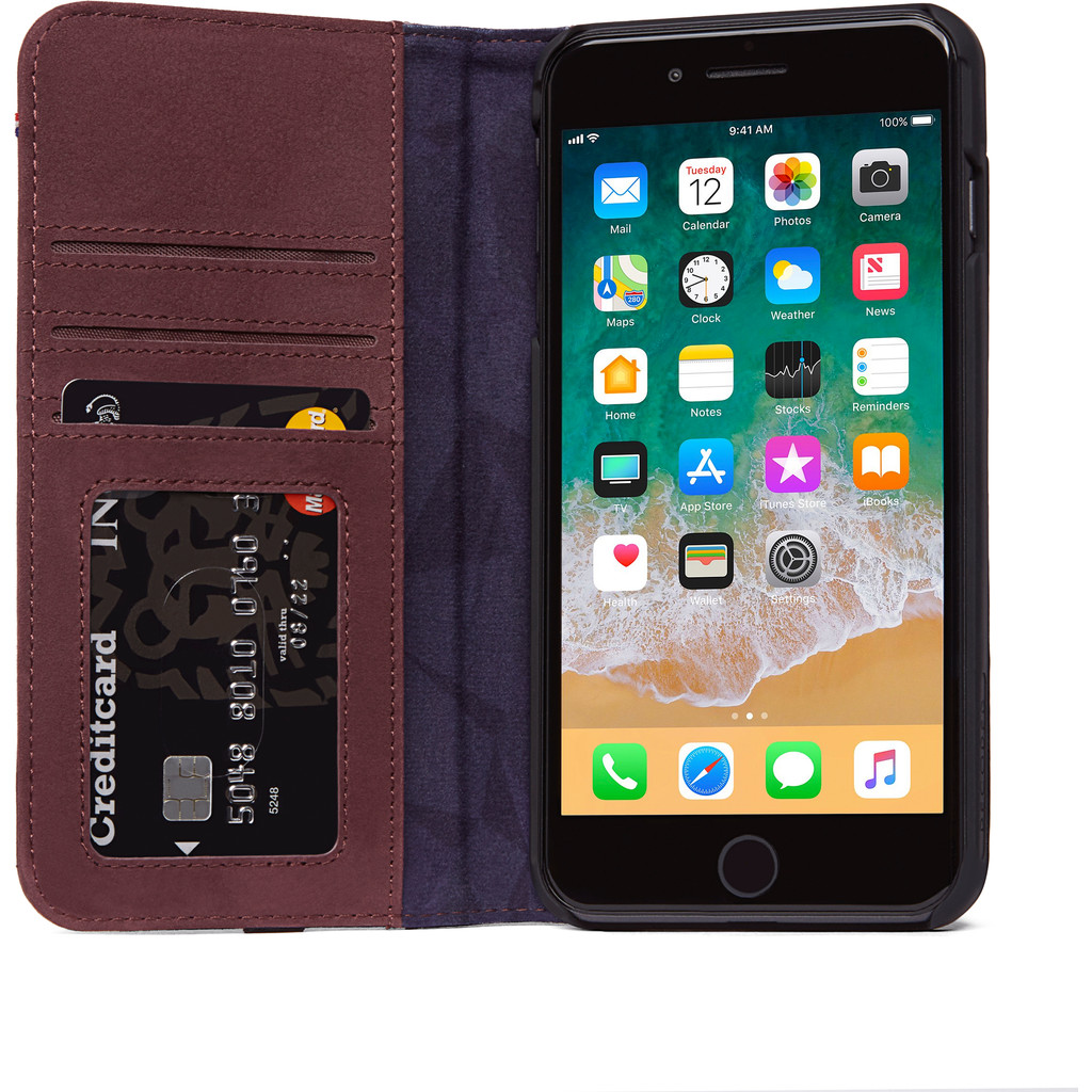 Decoded Coque portefeuille en Cuir pour iPhone 8 Plus/7 Plus Rouge