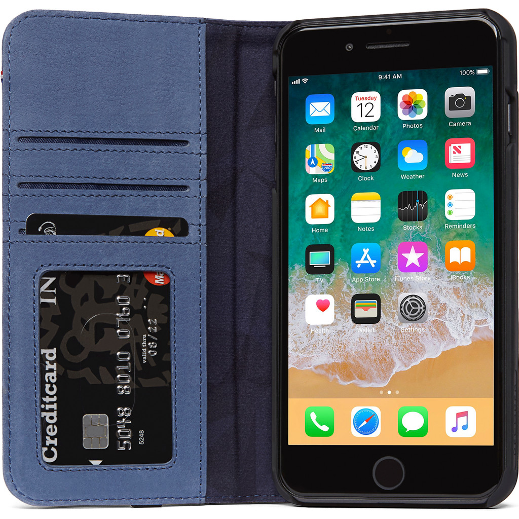 Decoded Wallet Case Cuir iPhone 8 Plus/7 Plus Bleu