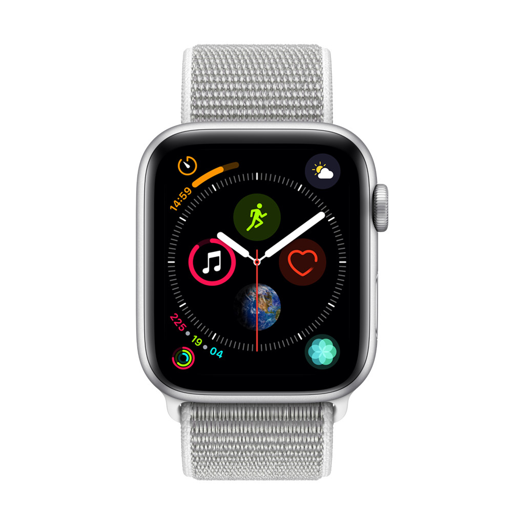 Apple Watch Series 4 44 mm Bracelet Sport Argent Aluminium/Gris Nylon