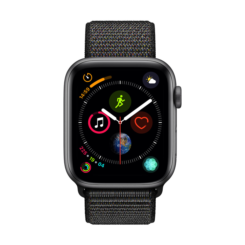 Apple Watch Series 4 44 mm Bracelet Sport Gris sidéral Aluminium/Noir Nylon