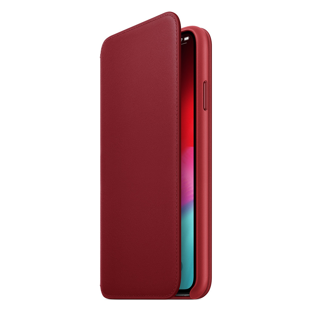Apple iPhone Xs Max Coque à rabat folio en Cuir Rouge