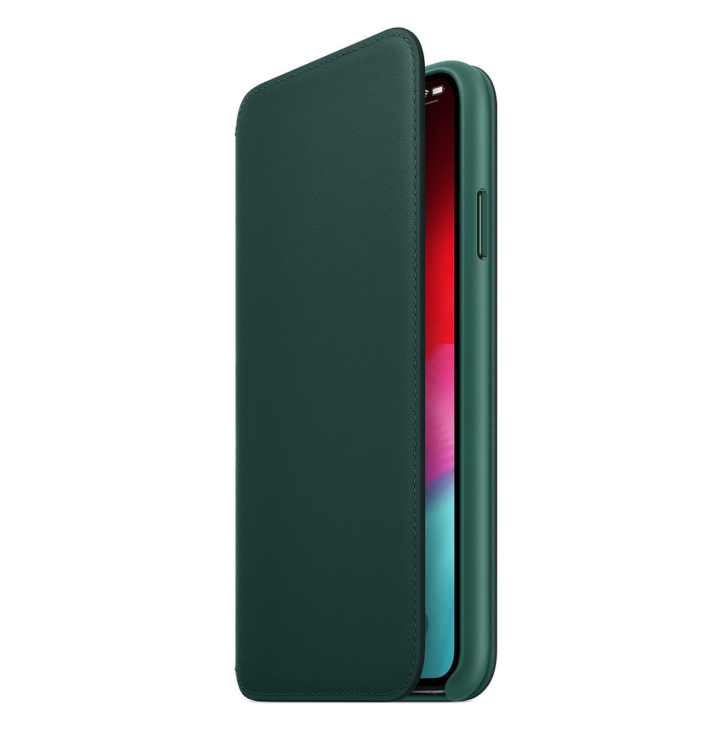 Apple iPhone Xs Max Coque à rabat folio en Cuir Vert forêt