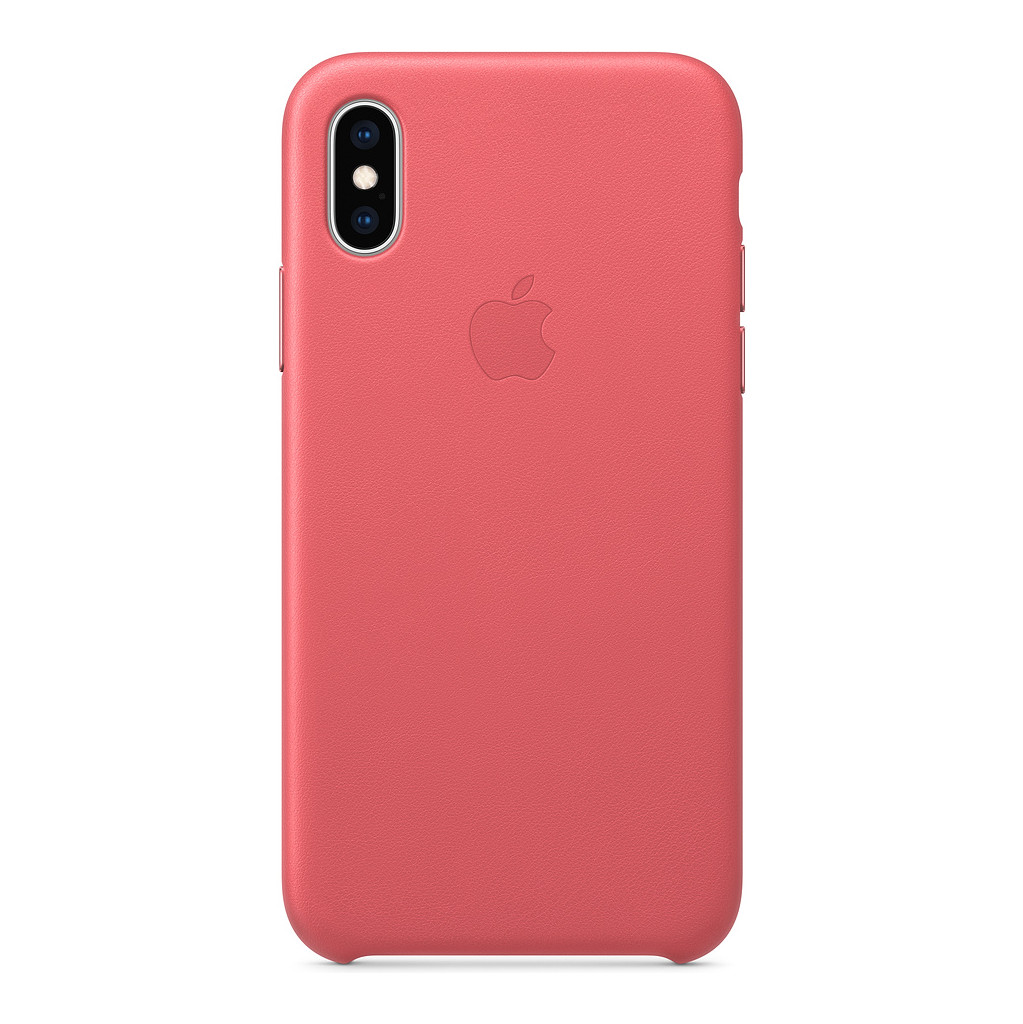 Apple iPhone Xs Coque Arrière en Cuir Rose pivoine