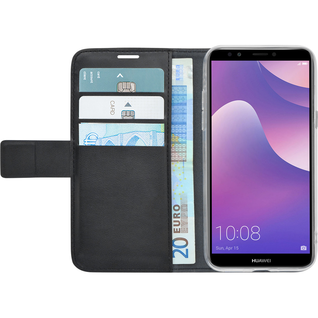 Azuri Coque à rabat Portefeuille Magnétique Huawei Y7 (2018) Noir