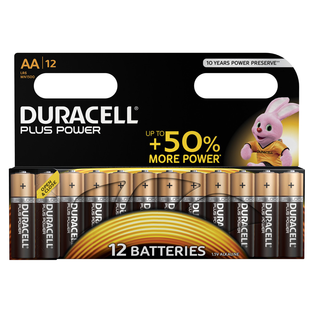 Piles AA alkaline Duracell Plus Power 12 pièces